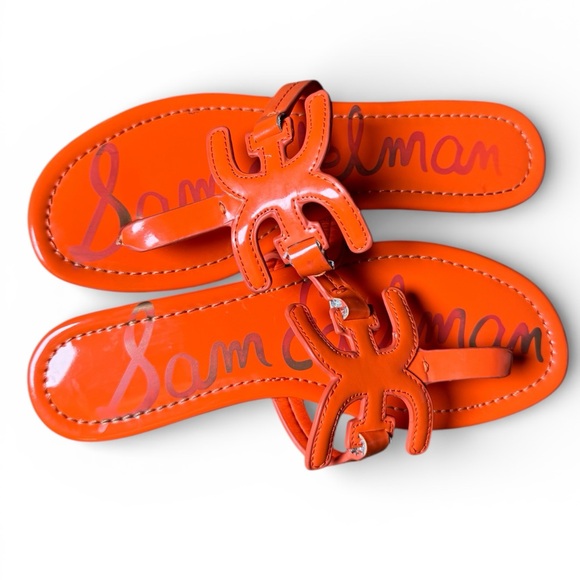 Sam Edelman Shoes - Sam Edelman Carter Orange Leather Flat Sandals Women’s 7.5